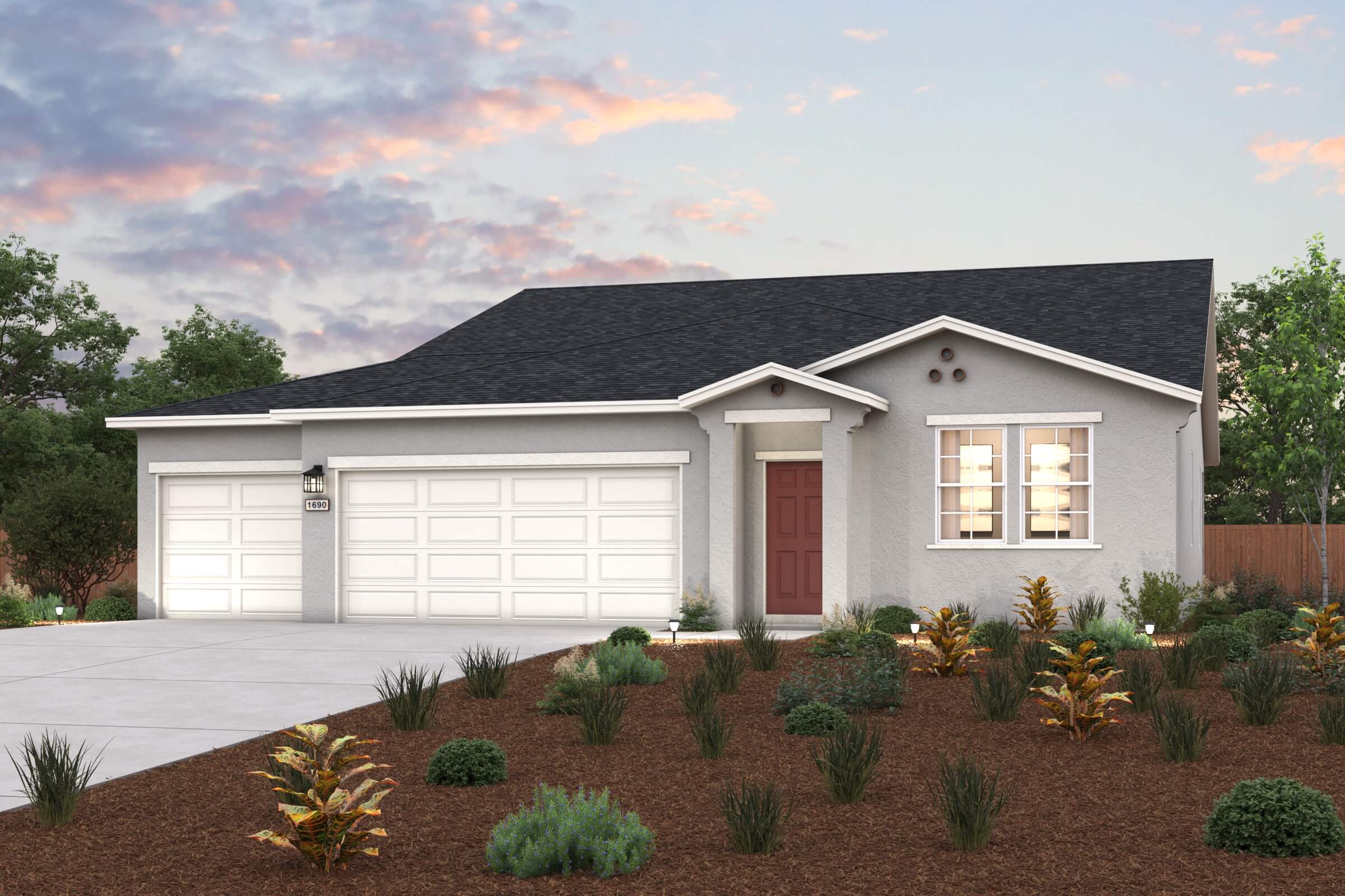 A house with a large front yard.