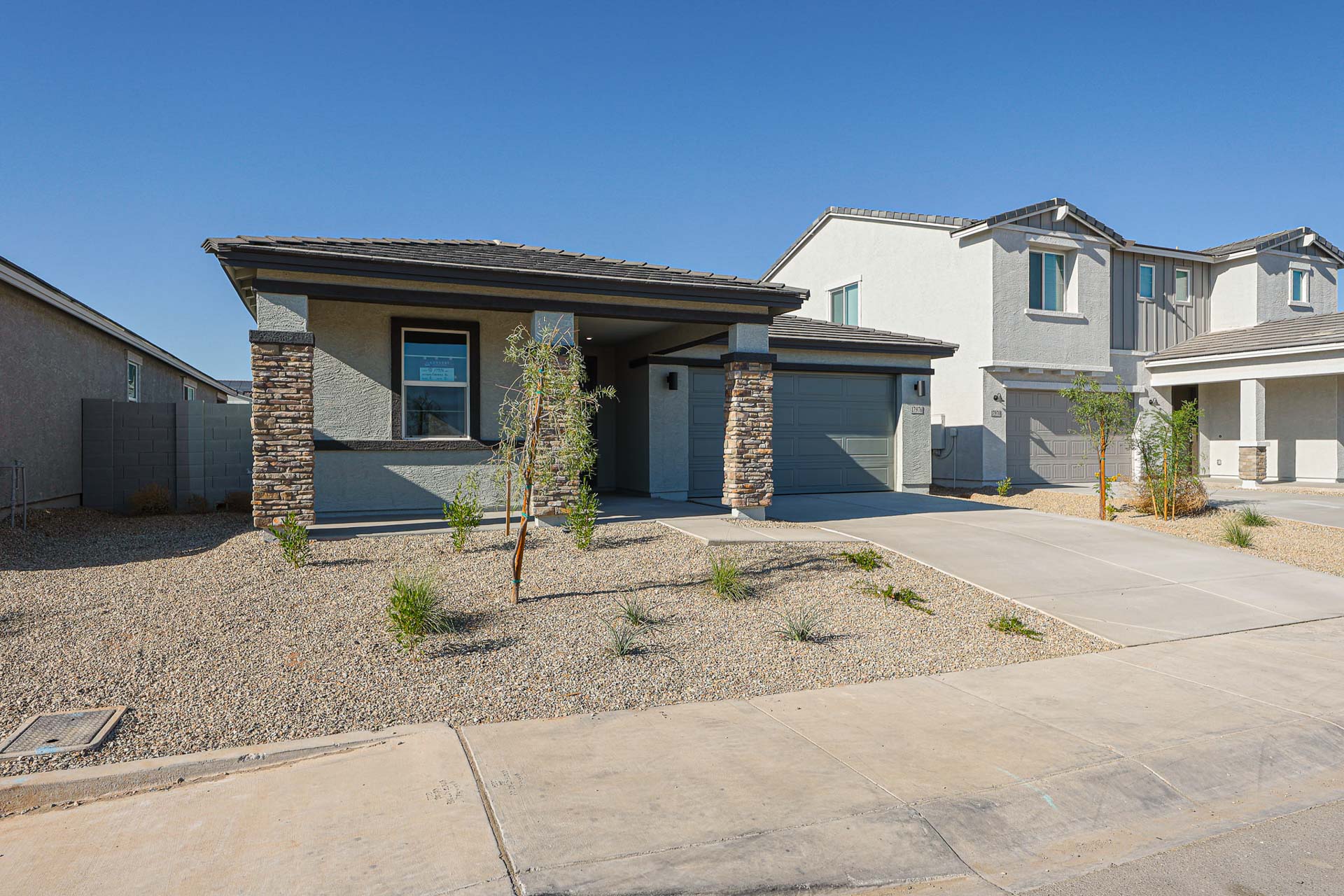 A house with a driveway.
