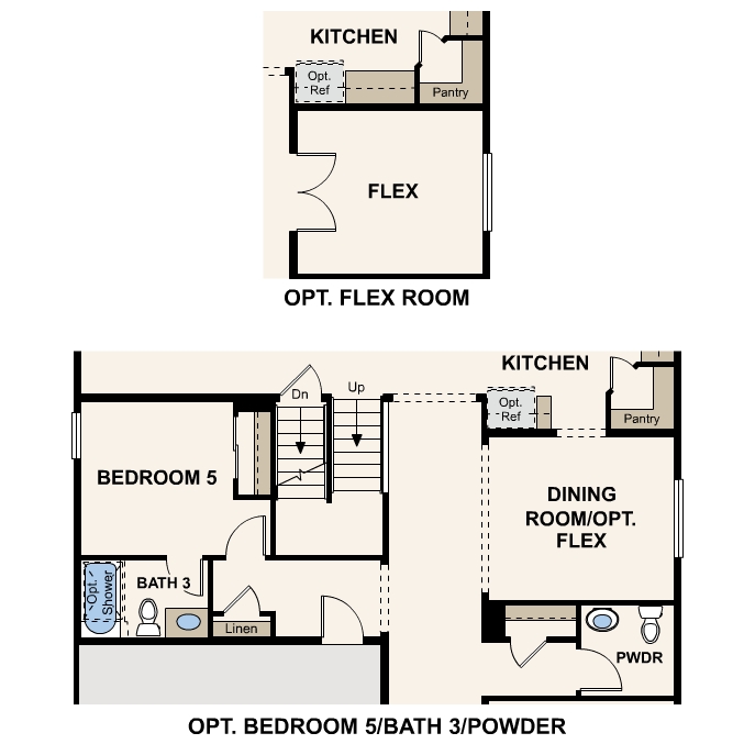 Diagram, engineering drawing. Tahoe Floorplan, Main Level Options