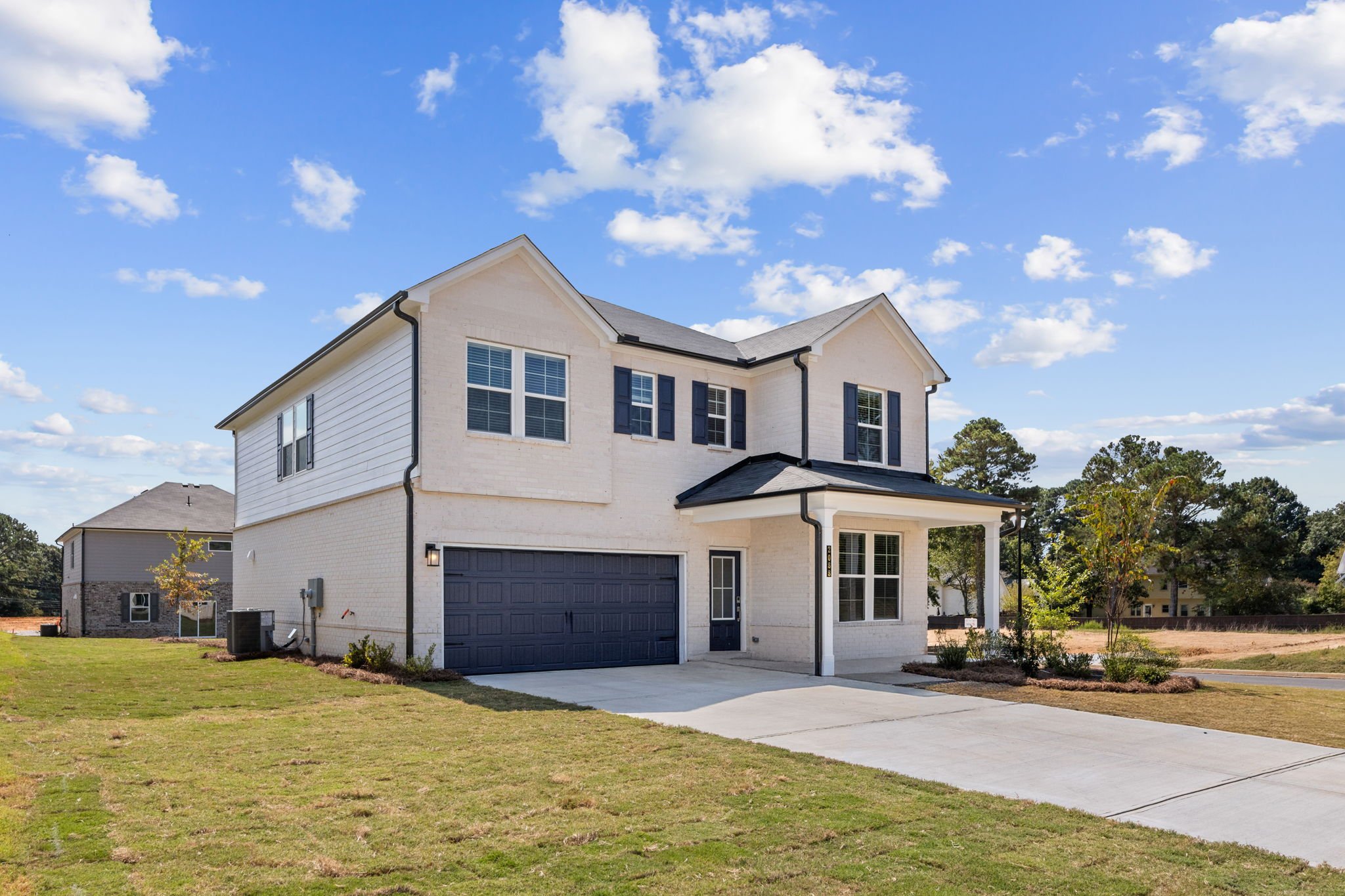 A house with a garage.
