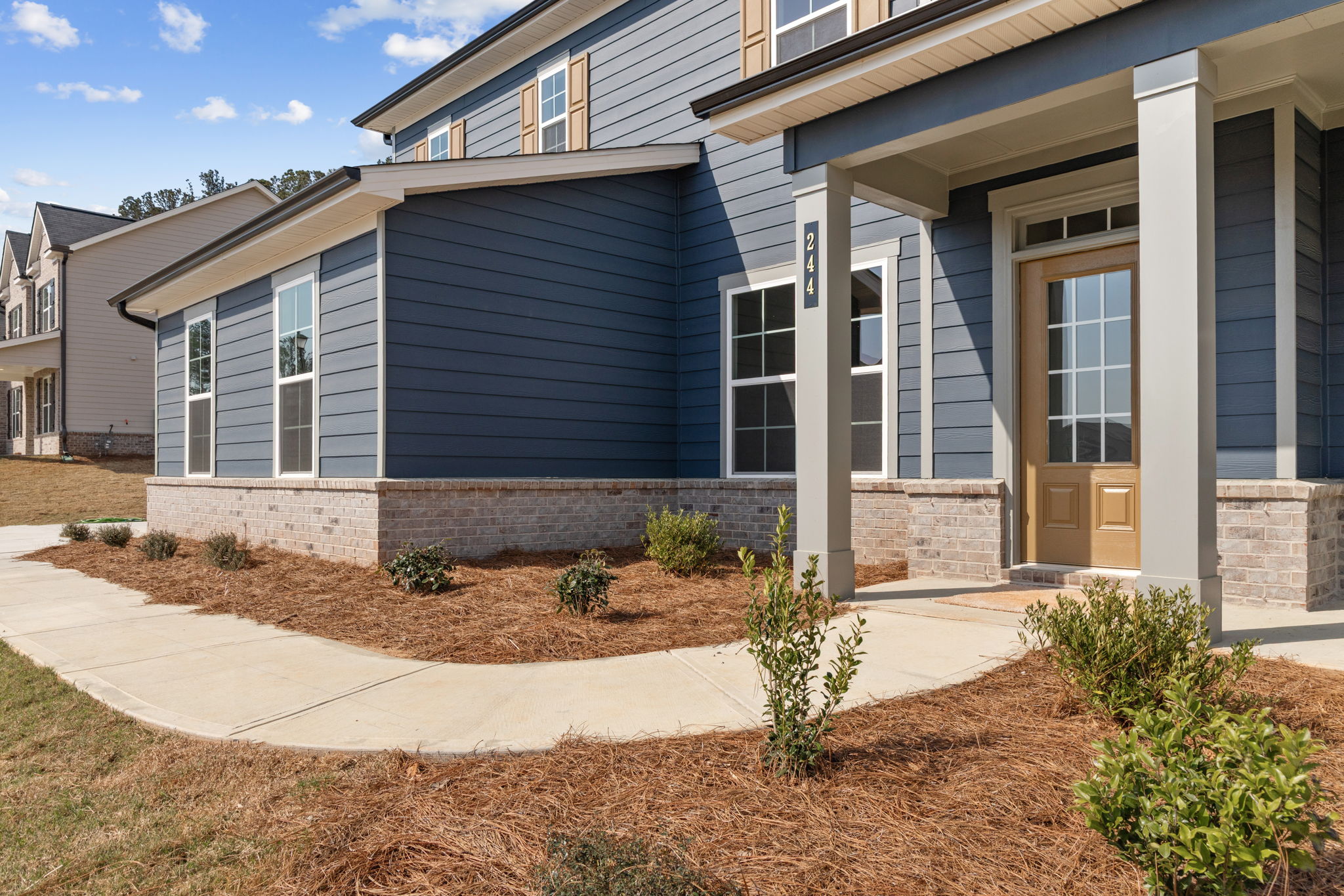A house with a front yard.