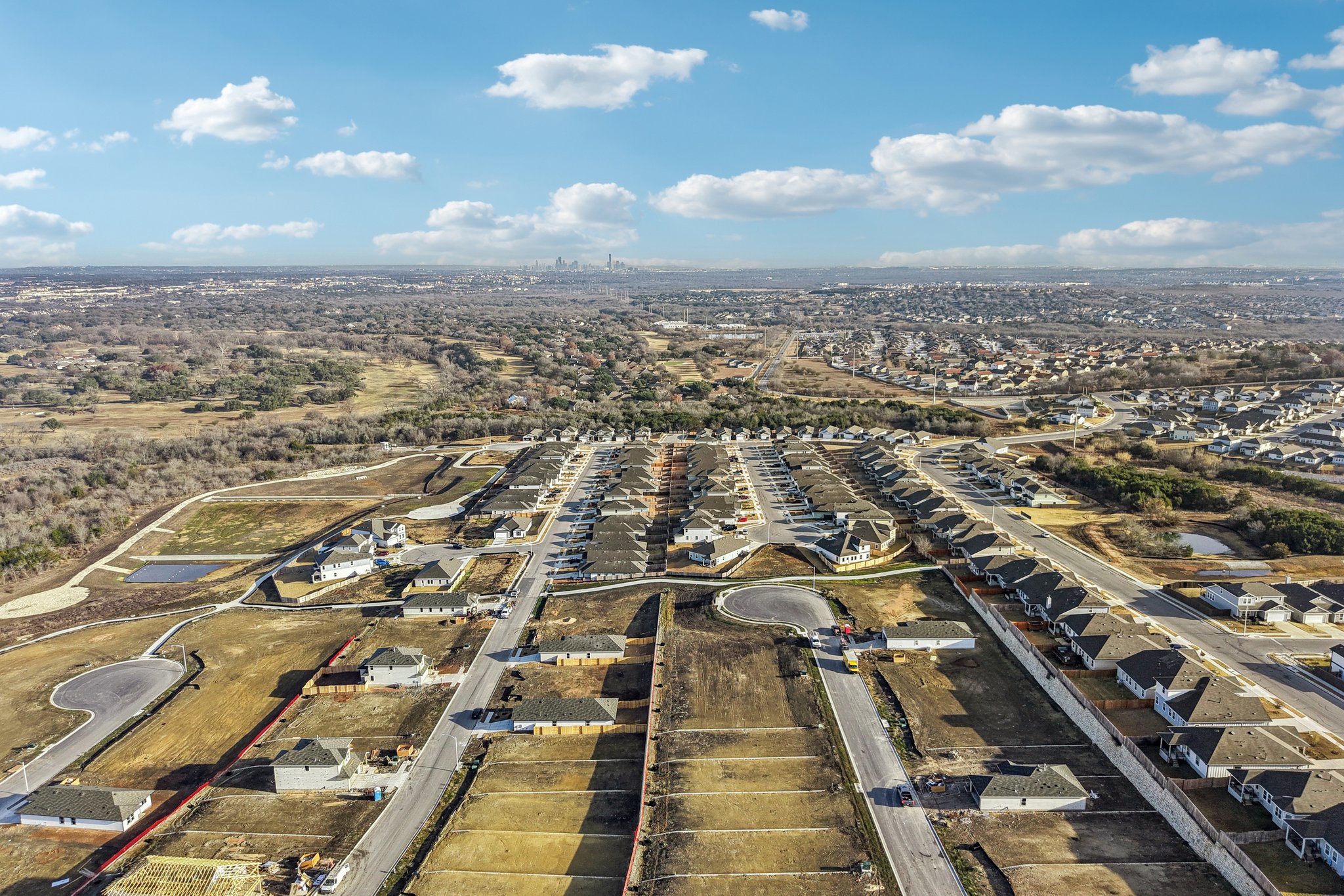 An aerial view of a city.
