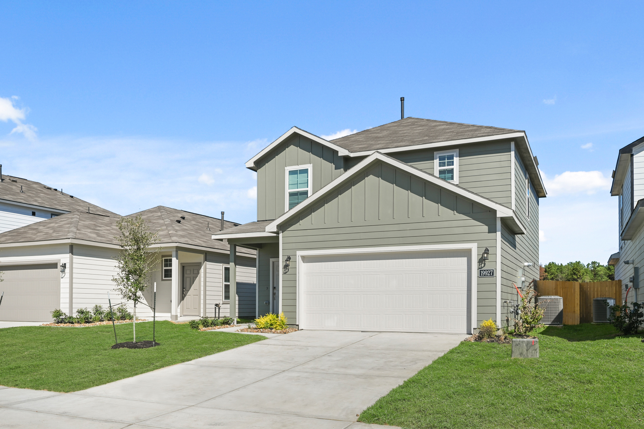 A house with a garage.