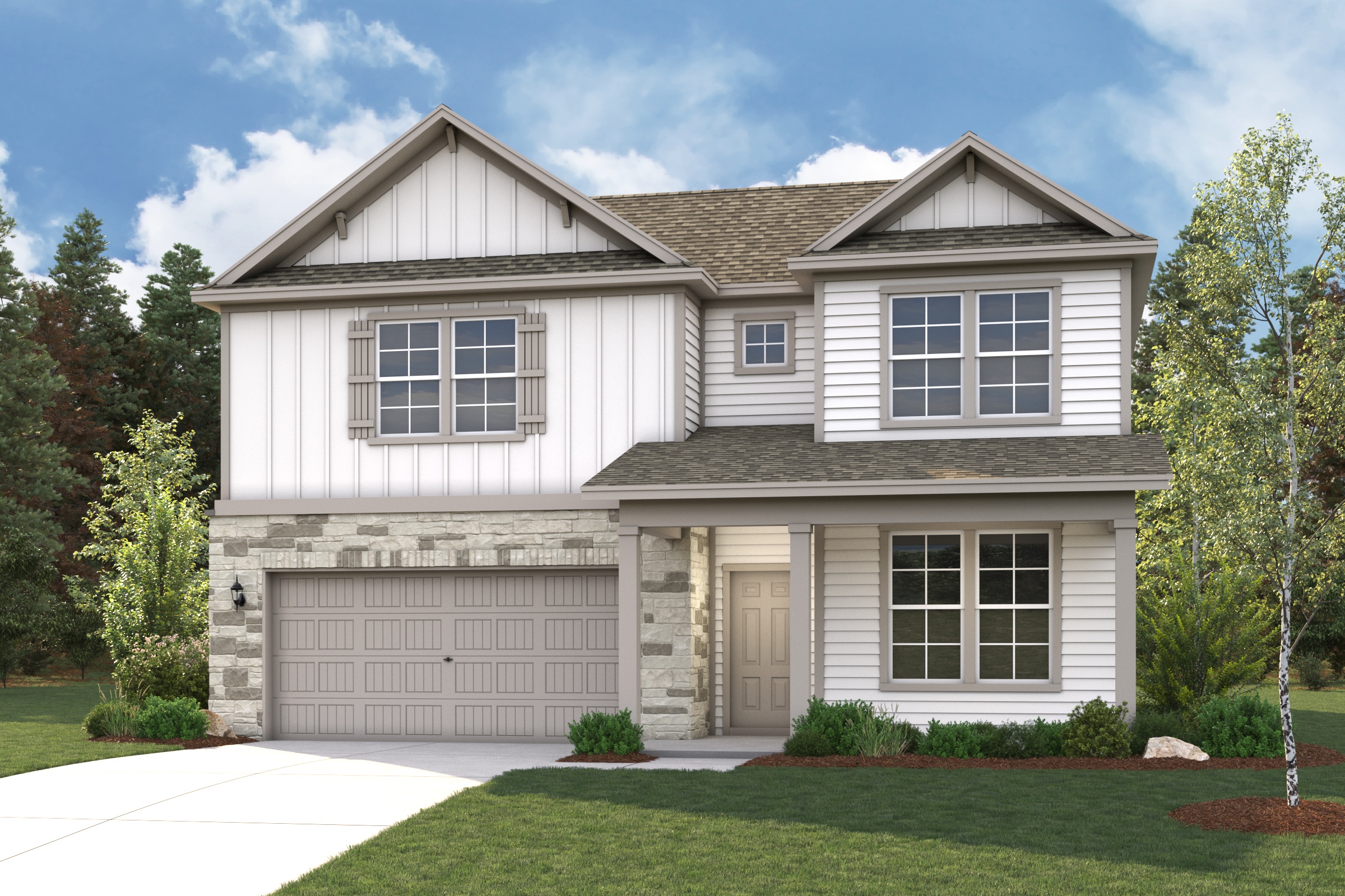 A house with a garage.