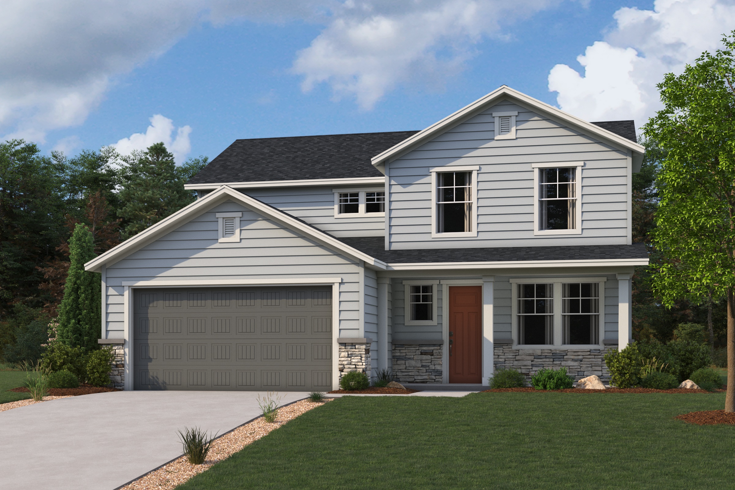 A house with a garage.