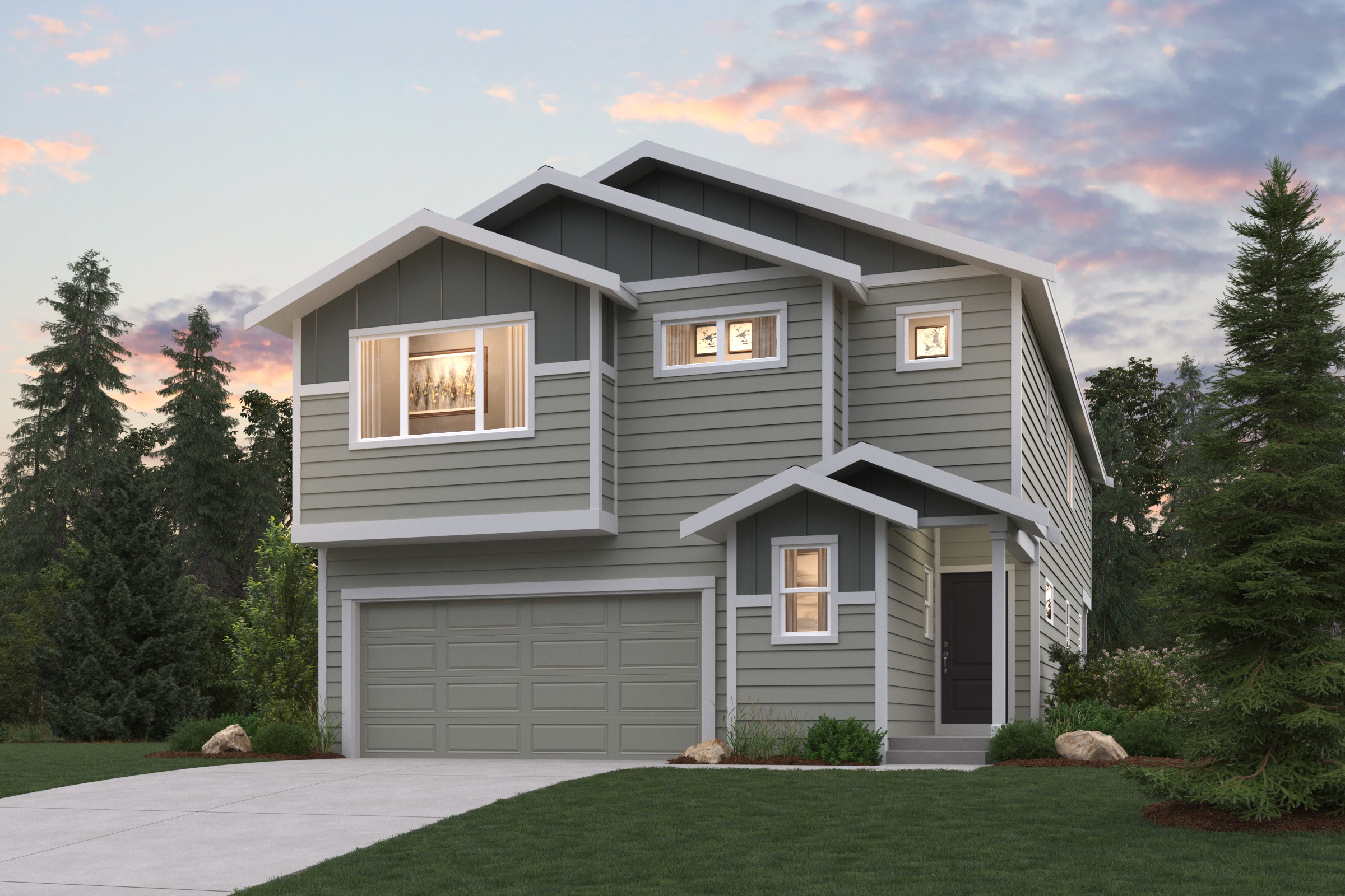 A house with a garage.