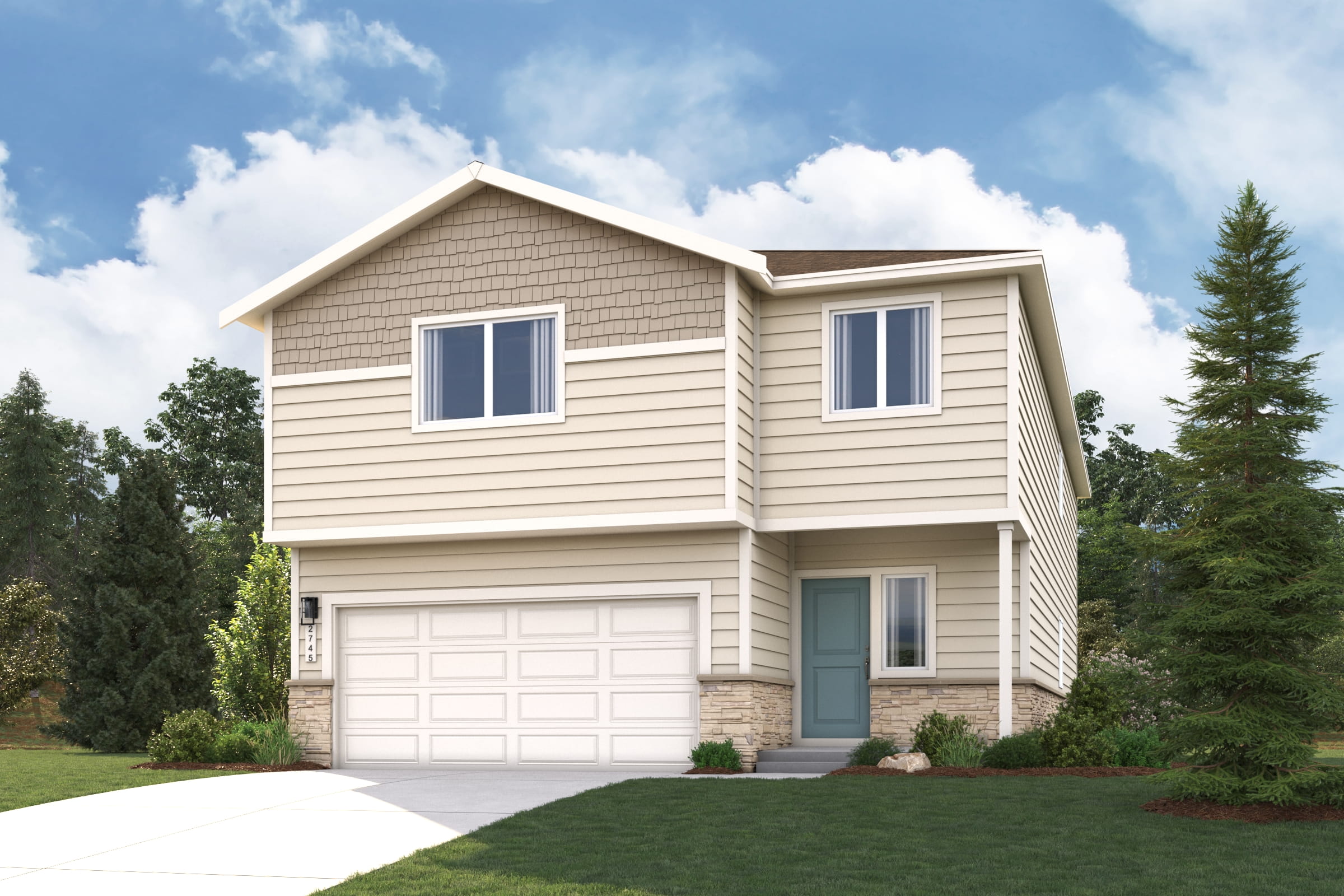 A house with a garage.