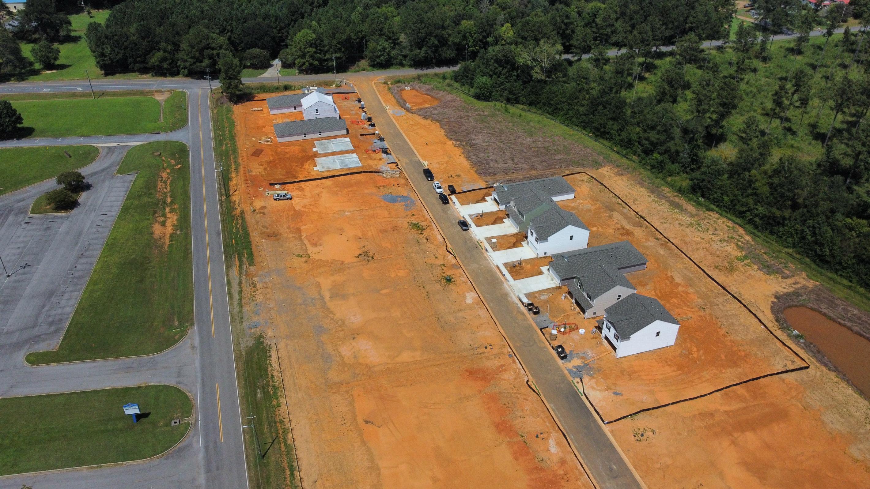 A high angle view of a building.